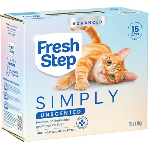Fresh Step Advanced Simply Unscented Multi Cat Clumping Cat Litter, 18.5 lb | Formulated with No Added Dyes or Fragrances, Ammonia Block Technology, Low Dust, Compatible with Most Automatic Litter Boxes