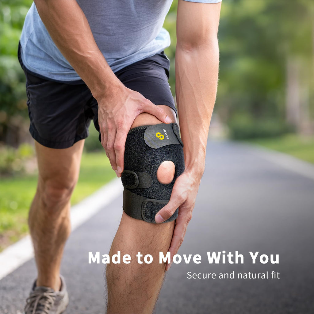 Bracoo Knee Support Brace for Men Women, Adjustable Compression Sleeve Wrap Patellar Pad Tendon - Arthritis Pain, meniscus tear, Injury Recovery, Running, Workout, KS10