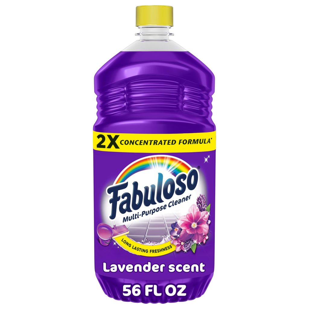 Fabuloso 2X All-Purpose Cleaner, Lavender Scent, 56 fl oz | No Rinse Floor Cleaner, Long-Lasting Freshness, Multi-Purpose Cleaner, Concentrated Formula, Everyday Cleaning, No Residue