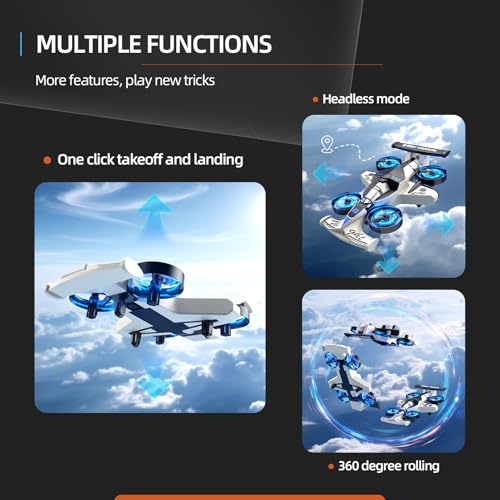 Remote Control Airplane Car Toys for Kids Ages 4-6-8-10-12, 2-In-1 Foam RC Plane Car Jet Mini Drone, Racing Car Stunt Plane Toys for Kids Boys Beginners 4 5 6 7 8 9 10 Year Olds Indoor Outdoor Playing