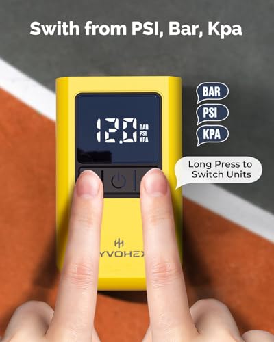 HYVOHEX Mini Electric Ball Pump with Needle for Sports Balls | Portable,Digital LED Display,Preset Auto-Stop Pressure,Fast Inflation,Replaces Manual Pump for Basketball,Soccer,Volleyball