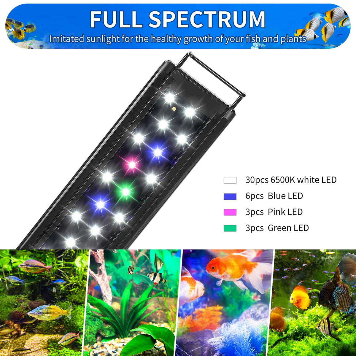 AQUANEAT LED Aquarium Light Full Spectrum for 18 Inch to 24 Inch Fish Tank Light Fresh Water