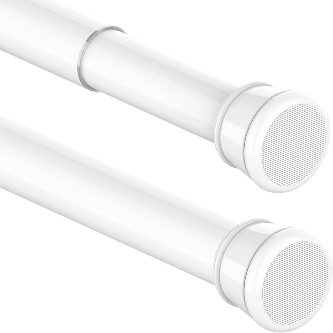 1PC Tension Rod No Drill Shower Curtain Pole Extendable Curtain Poles Shower Curtain Rail for Bathroom, Window, Door, Wardrobe, 83-160CM/32.68-62.99Inch(Diameter:25mm) White