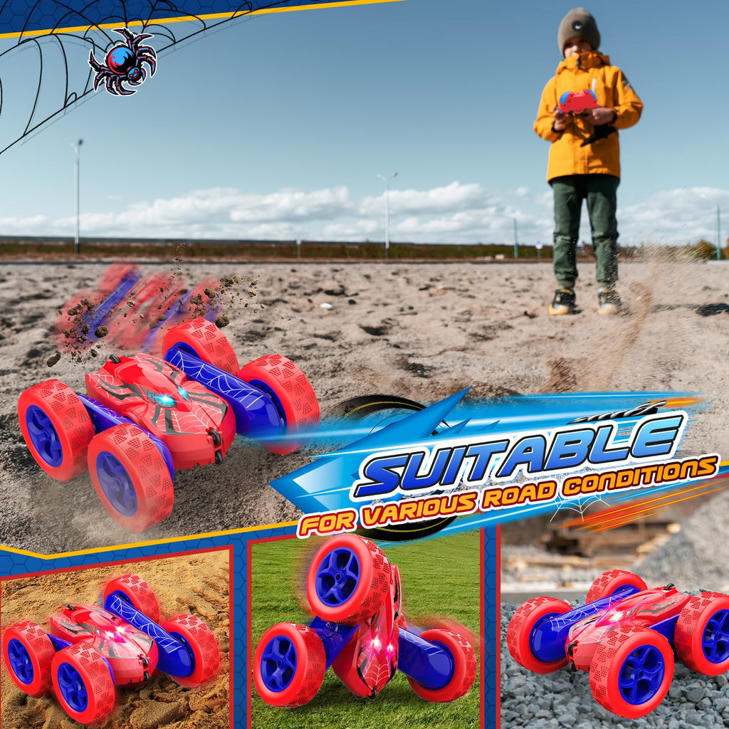 Excitobo Remote Control Car,RC Cars Boys Toys for 3 4 5 6 7 8 9 10 11 12 Year Old Boy Double Sided 360°Flip 4WD Rechargeable Drift RC Race Car Birthday Gifts Easter Basket Stuffers for Kids Age 3-12