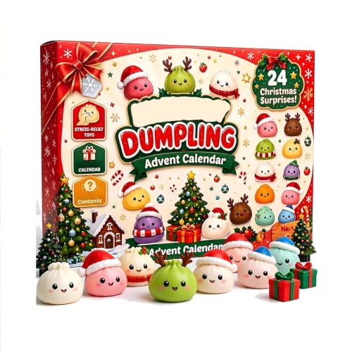 Christmas Decorations Squishies Dumpling Advent Calendar 2026 | Christmas Decor, 24 Dumplings for Adults, Party Favors, Christmas Ornaments, Coundown Calendar, Stress Relief Plaything