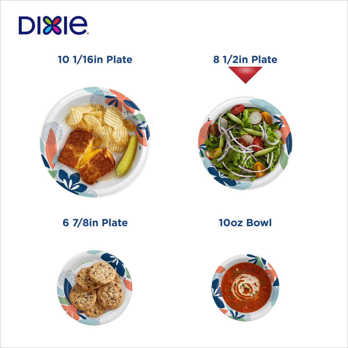 Dixie Paper Plates 8.5 Inch, 90 Count, Disposable Plates | For parties as dessert plates or snack plates, 2X stronger, small paper plates are soak-proof, cut resistant, microwave-safe