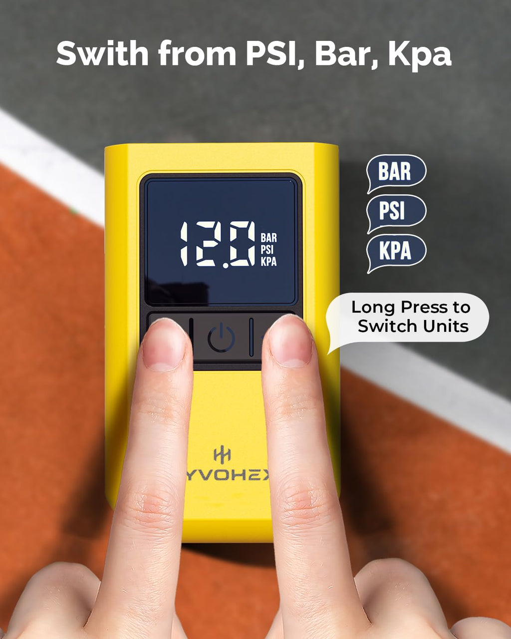 HYVOHEX Mini Electric Ball Pump with Needle for Sports Balls | Portable,Digital LED Display,Preset Auto-Stop Pressure,Fast Inflation,Replaces Manual Pump for Basketball,Soccer,Volleyball