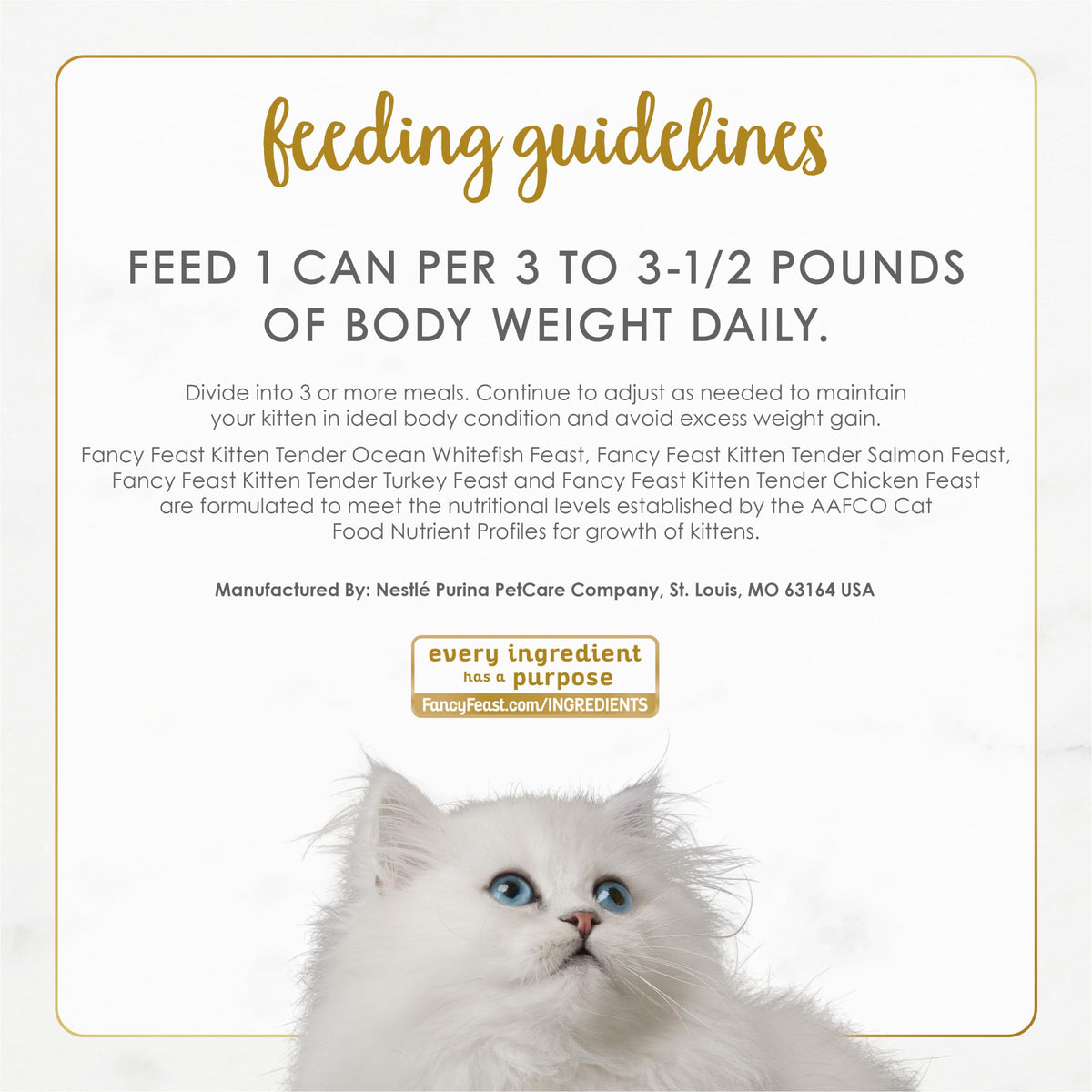 Purina Fancy Feast Wet Kitten Food Variety Pack, 3 oz cans, 24-Pack | Oceanfish, Turkey, Chicken or Salmon Recipes with no artificial colors or preservatives. 100 percent complete and balanced
