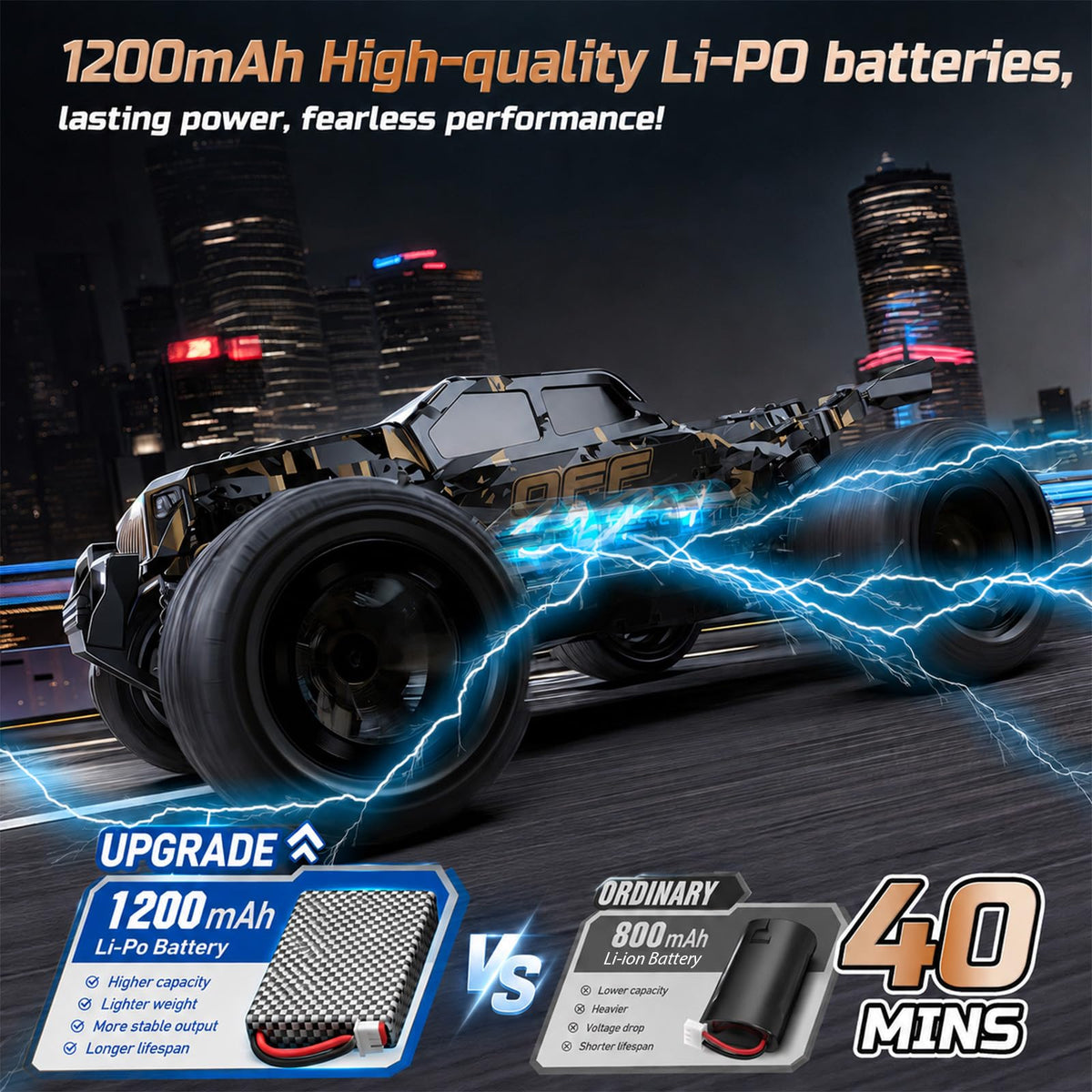 DEERC 9309E RC Cars for Adults 40KPH,All Terrain Fast Remote Control Cars | 1/16 Scale RC Monster Truck,2.4Ghz 4WD Waterproof Electric High Speed Car,Monster Truck with 2 Batteries for Boys & Kids