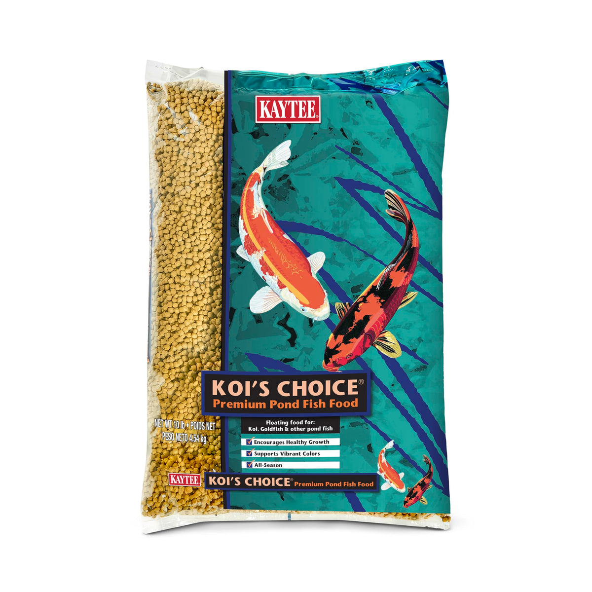 Kaytee Koi's Choice Floating Fish Food for Koi, Goldfish & Pond Fish | Supports growth. Fish food pellets for all seasons. 35% protein, fish meal first, highly digestible koi food