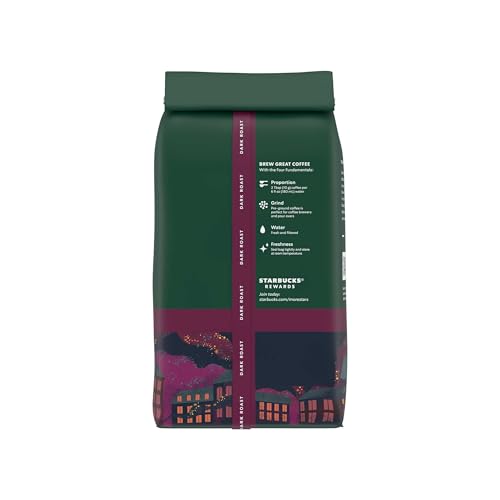 Starbucks Ground Coffee, Dark Roast Hot or Iced Coffee, French Roast, 28 oz | 100% Arabica ground coffee; Dark Roast French Roast; 1 bag, 28 oz