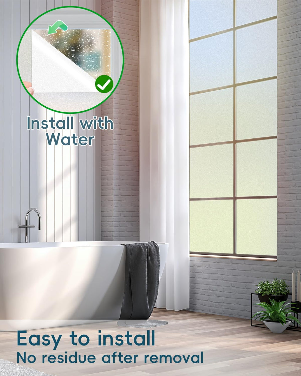 Dwersty Frosted Glass Window Privacy Film Decorative, 17.5" x 78.74"