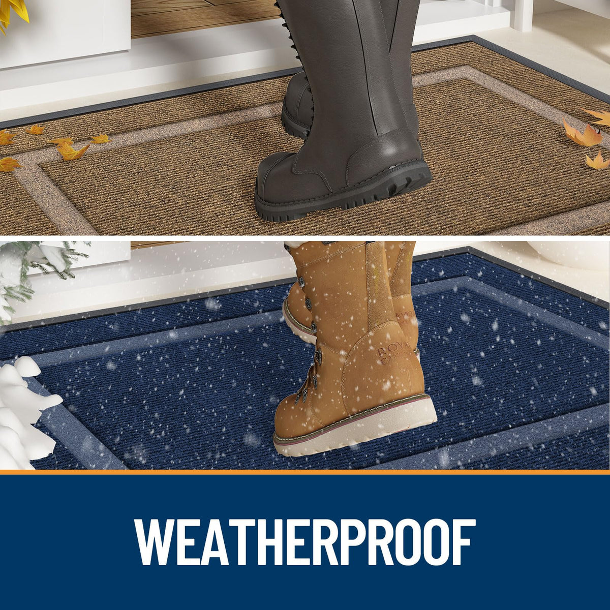 OLANLY Front Door Mat Outside 29.5x17, All-Season Heavy-Duty Rubber Doormat | Black, Absorbent, Stain and Fade Resistant, Waterproof Non-Slip Backing, Low-Profile Indoor Outdoor Floor Mat for Entryway