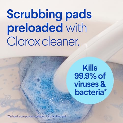 Clorox ToiletWand Toilet Cleaning Kit, 1 Starter Kit with 16 Refill Heads | 3-in-1 Starter Kit with Toilet Brush Wand, Storage Caddy and Disposable Refill Heads, Kills 99.9 Percent of Germs