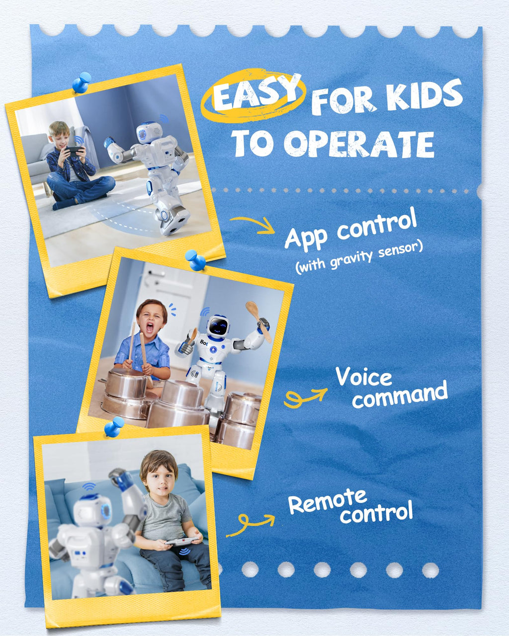 Ruko 1088 Smart Robot Toy for Kids, Large Programmable Interactive Gift | Support Remote Control & App Control & Voice Command, Birthday Gift for Boys & Girls Ages 4 5 6 7 8 9, Blue