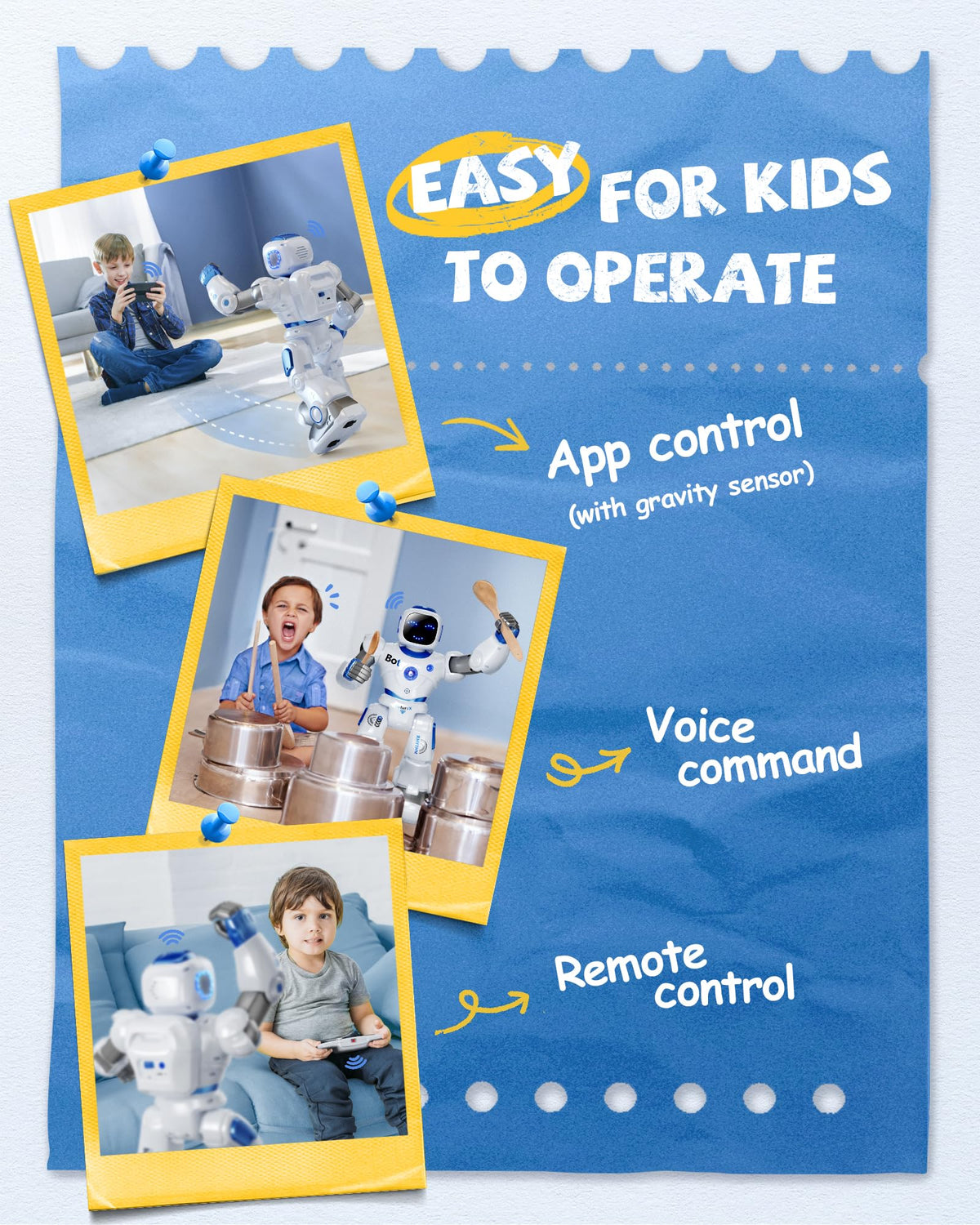 Ruko 1088 Smart Robot Toy for Kids, Large Programmable Interactive Gift | Support Remote Control & App Control & Voice Command, Birthday Gift for Boys & Girls Ages 4 5 6 7 8 9, Blue