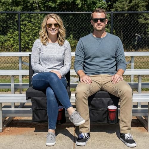 SPORT BEATS Stadium Seats with Back Support Folding Chair for Bleachers | 2.8" Thick Padded Bleacher Chairs, Folding Portable Stadium Seat with Anti-Tip Hooks, Back Support & Shoulder Strap