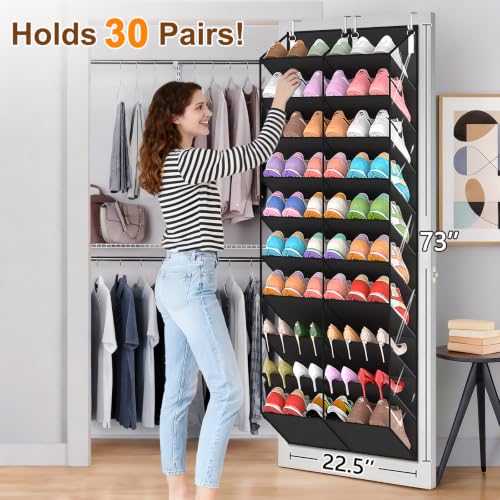 UVIAHOMI 20-30 Pairs Over the Door Shoe Organizer, 10-Tier Door Shoes Rack