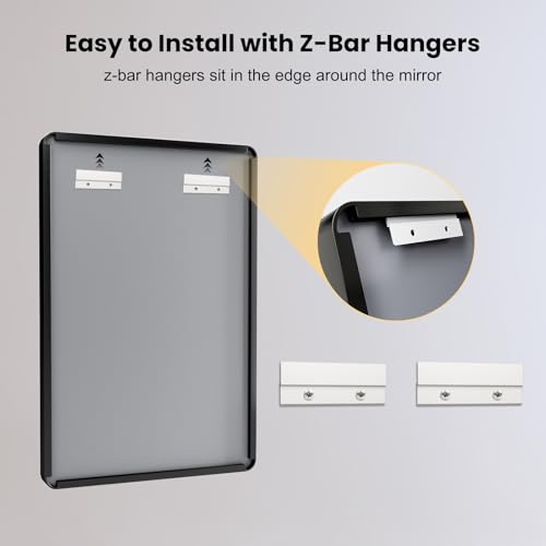 LOAAO 22X30 Inch Black Bathroom Mirror Metal Framed | Rounded Rectangle, Matte Black Bathroom Vanity Mirror, Anti-Rust, Hangs Horizontally or Vertically