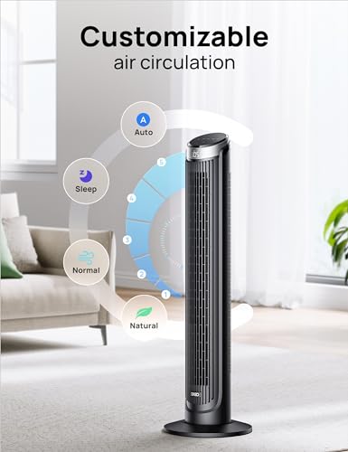 DREO Tower Fan for Bedroom, 90° Oscillating Fans that Blow Cold Air | 26 ft/s Powerful Airflow, 28dB Quiet Fan, 5 Speeds, 4 Cooling Modes, 12H Timer, 40" Standing Floor Fan for Home Office