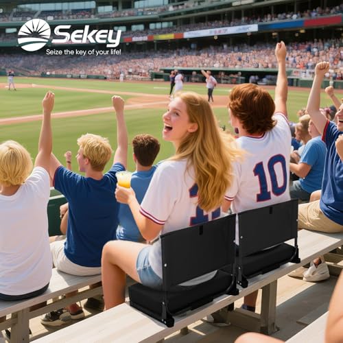 Sekey Stadium Seats with Back Support - 18.4" Wide | 3.2" Thick Cushion, Backrest, Larger Seating Area, 380 lbs, Locking Bleacher Clips, for Outdoor Events