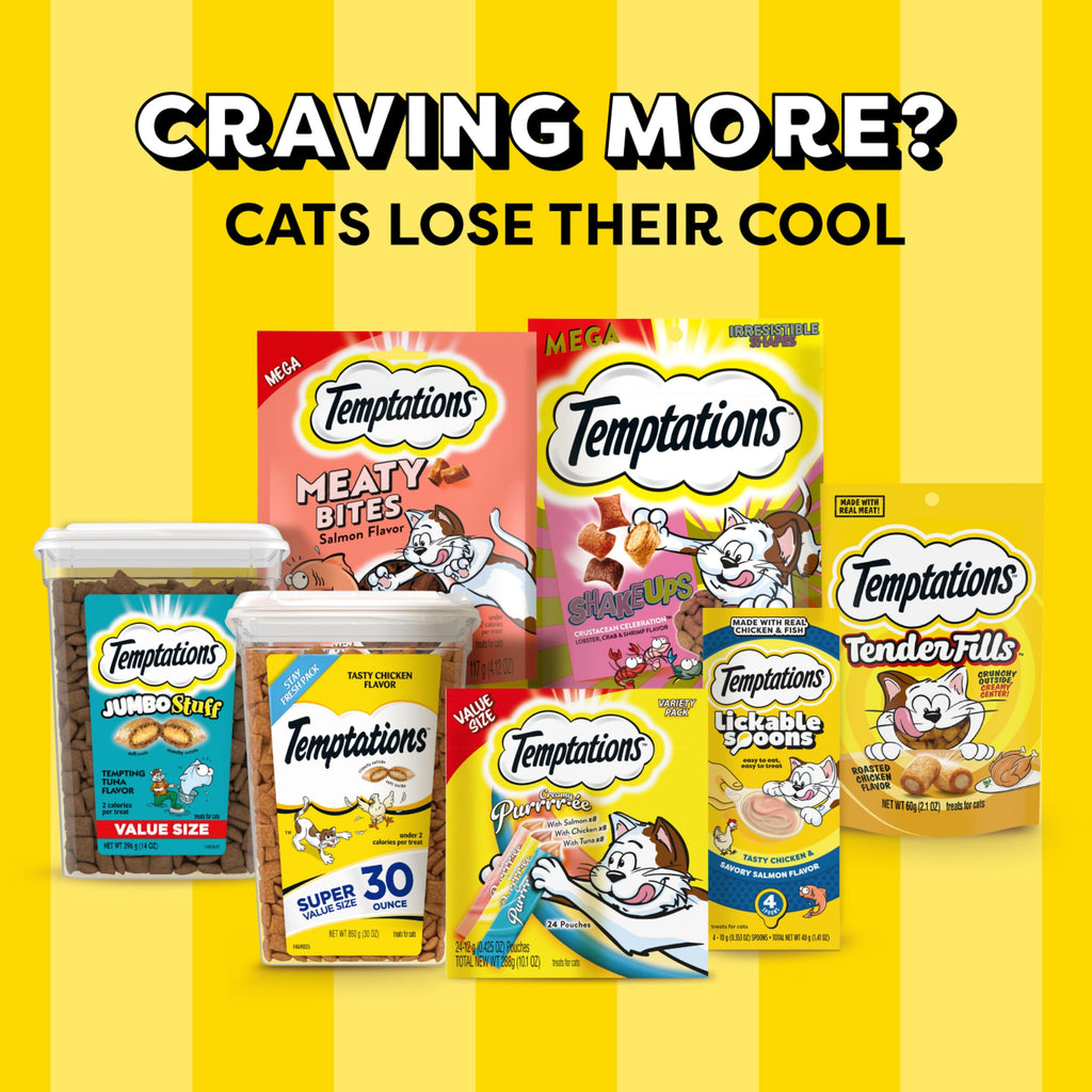 Temptations MixUps Crunchy and Soft Cat Treats, Cookout Flavor, 30 oz | Chicken, liver & beef flavors, under 2 calories per treat, 100% complete & balanced for adult cats, resealable stay-fresh tub