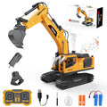 Noizka Remote Control Excavator Toy for Boys, 3-in-1 RC Excavator with Alloy Bucket, Breaker & Grapple, Construction Vehicle Toys with Lights & Sounds, 2×1200mAh Batteries, Birthday Gift for Kids 8-12