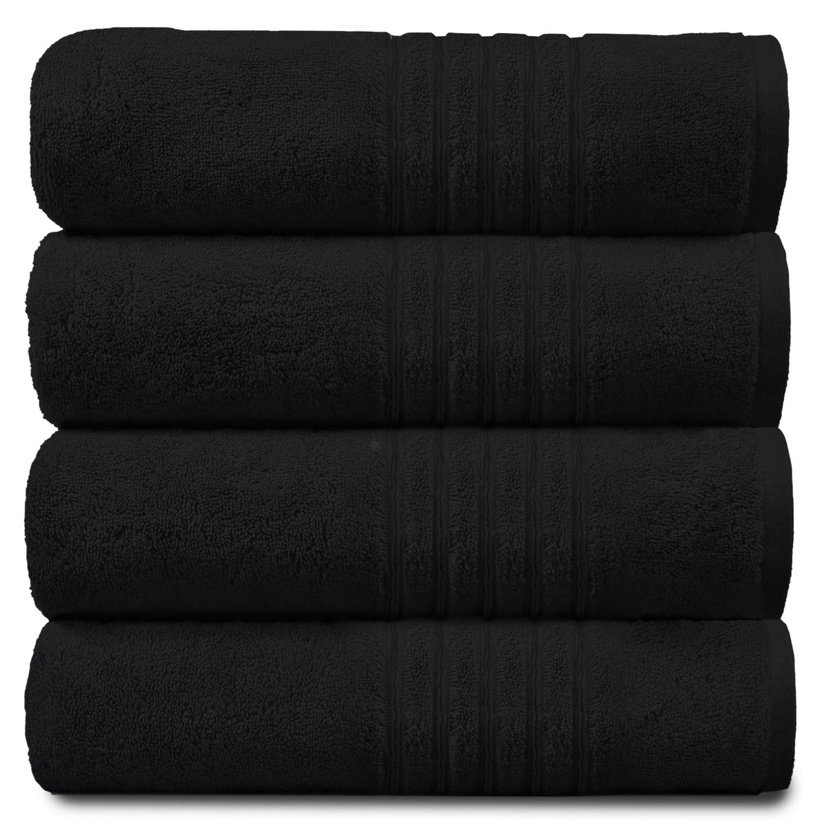 GC GAVENO CAVAILIA New Hampton Pack of 4 Hand Towel Set, 100% Ringspun Cotton, Extra Absorbent 450 GSM Luxury Towel, Black, 4PK