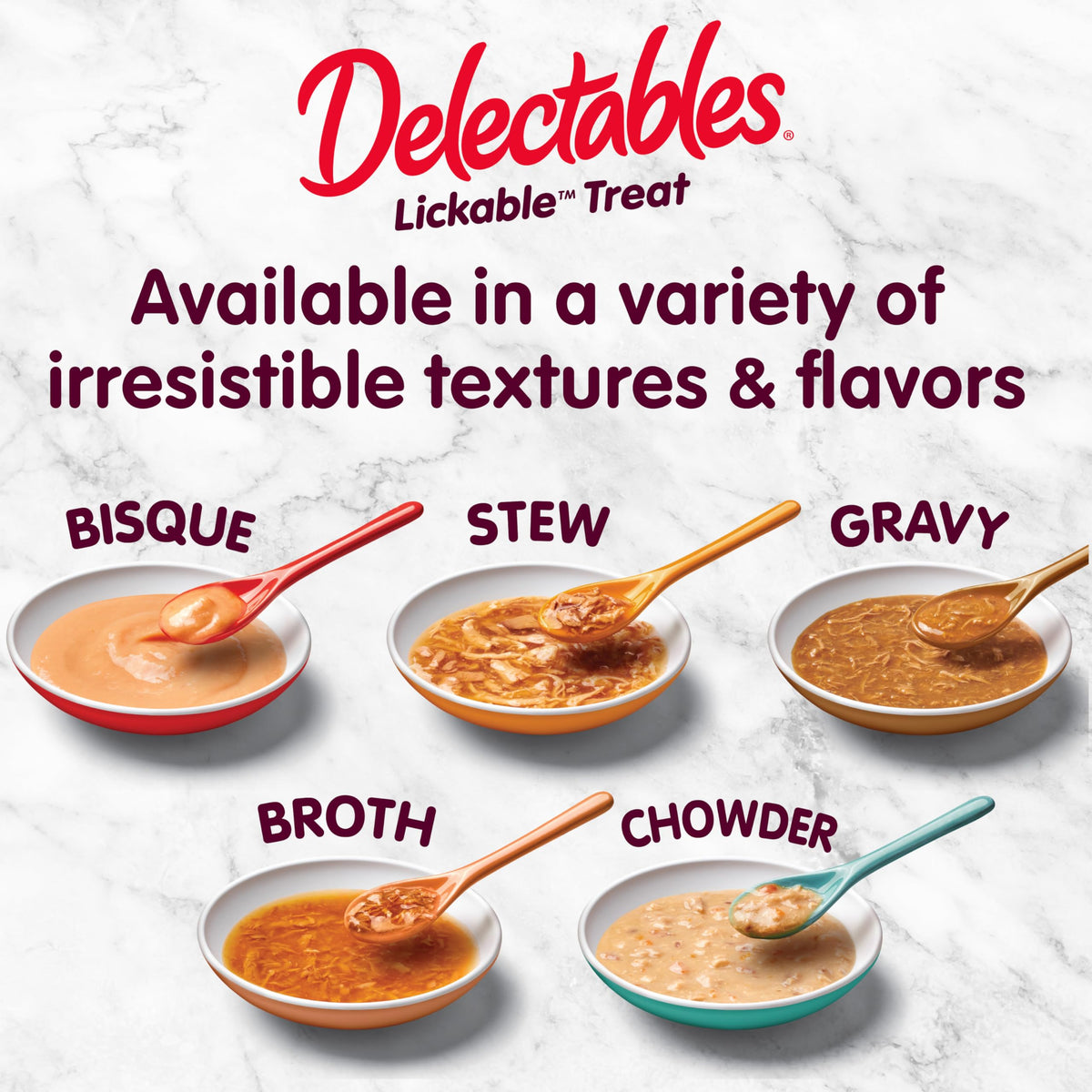 Delectables Lickable Treat Bisque Wet Cat Treat Variety Pack, Food Topper, Hydrating, Grain-Free, No Fillers, No By-Products, No Added Preservatives, 1.4oz Pouch, 30ct