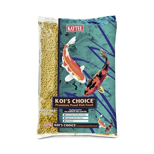 Kaytee Koi's Choice Floating Fish Food for Koi, Goldfish & Pond Fish | Supports growth. Fish food pellets for all seasons. 35% protein, fish meal first, highly digestible koi food