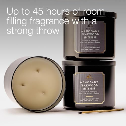 Bath & Body Works 3-Wick Candle, Mahogany Teakwood Intense, Soy Wax Blend | Room-Filling Warm Home Scent with Strong Throw, Exclusively Fragranced Soy Wax Blend, Burns Up to 45 Hours, Great Gift