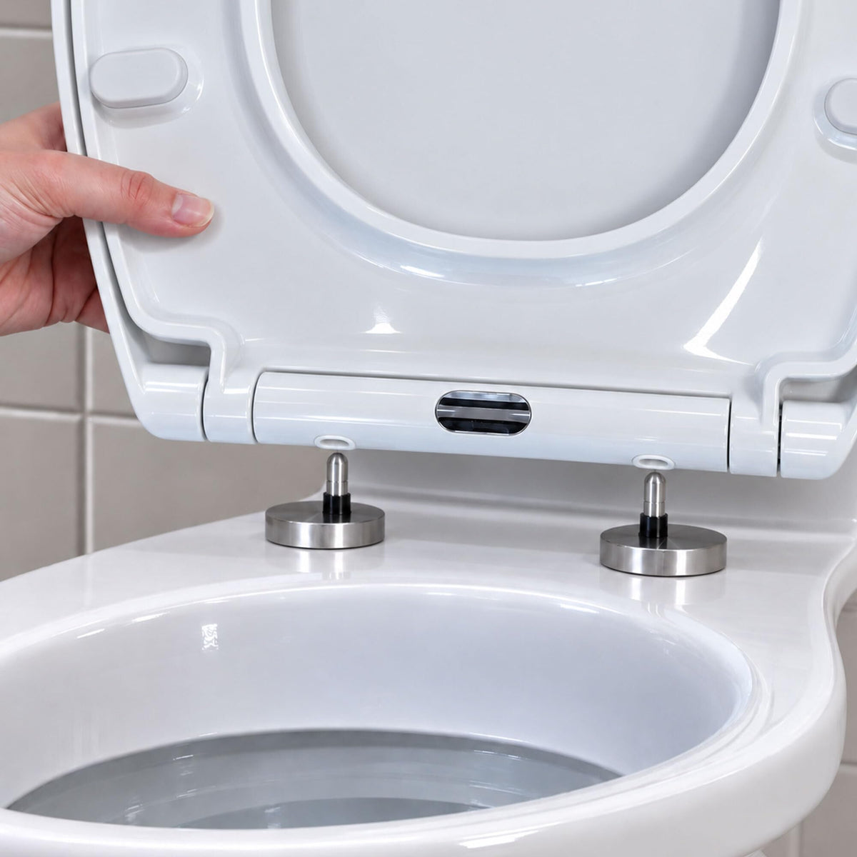 SA Products Oval Quick Release Toilet Seat Soft Close Thermoset Lid - White | Quick Release Hinges for Easy Cleaning with ABS Cylinder and Fixings Included, Soft Close Design, 44 x 36.5