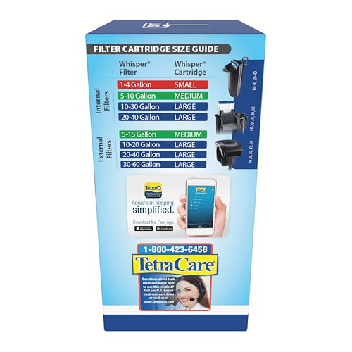Tetra Whisper Bio-Bag Large Filter Cartridges for Aquariums, 3 Count | Ready to Use, Fits Tetra Whisper Fish Tank Filter 10-30 Gal, 20-40 Gal, PF-20, 30, 40, 60, IQ 20, 30, 45, 60, Replace Monthly