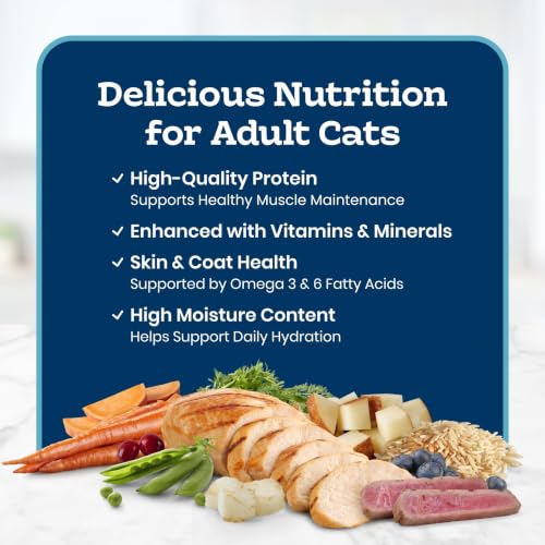 Blue Buffalo Tastefuls Variety Pack Wet Cat Food, 3 oz, 12 ct | Tuna, Chicken & Fish and Shrimp Entrées in Gravy (4 of Each), No Corn, Wheat, or Soy