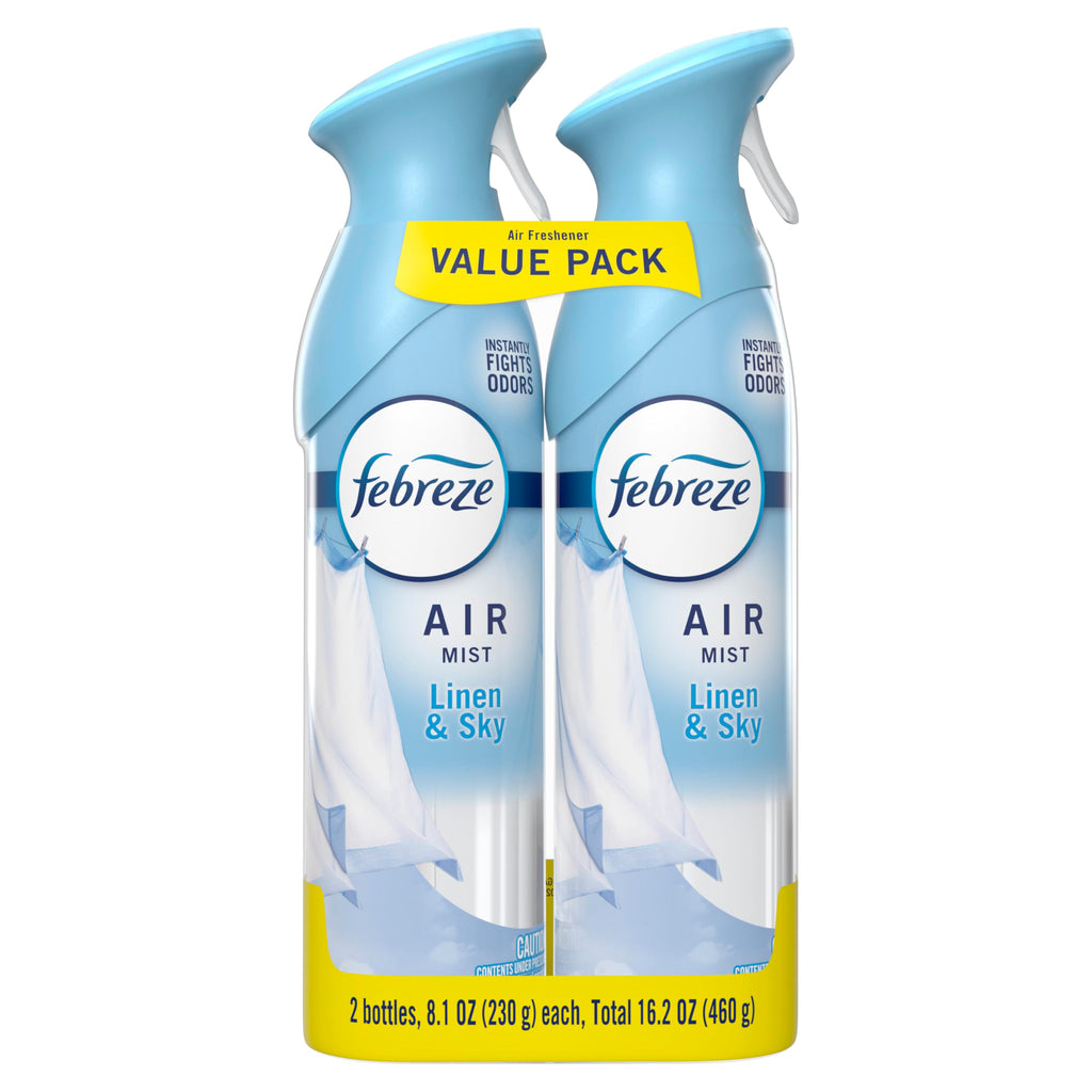 Febreze Air Mist, Air Freshener Spray, Odor Fighting Room Spray, Deodorizer for Home Bathroom Kitchen Office Apartment Dorm Room Classroom, Linen & Sky Scent, 8.1oz (Pack of 2)