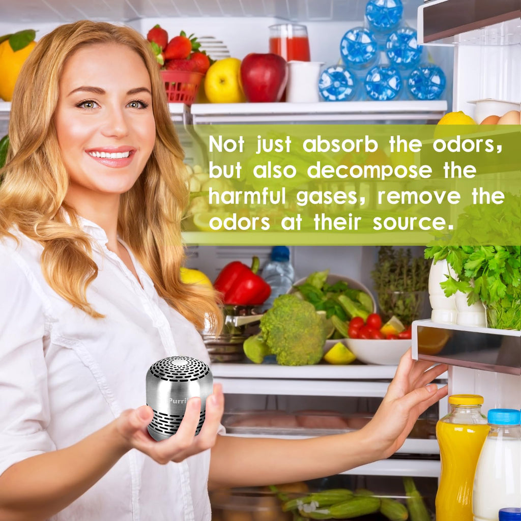 Purriko Refrigerator Deodorizer,Long-Lasting Fridge Odor Eliminator | Replaces Baking Soda and Activated Carbon, Reusable Fridge Deodorizer