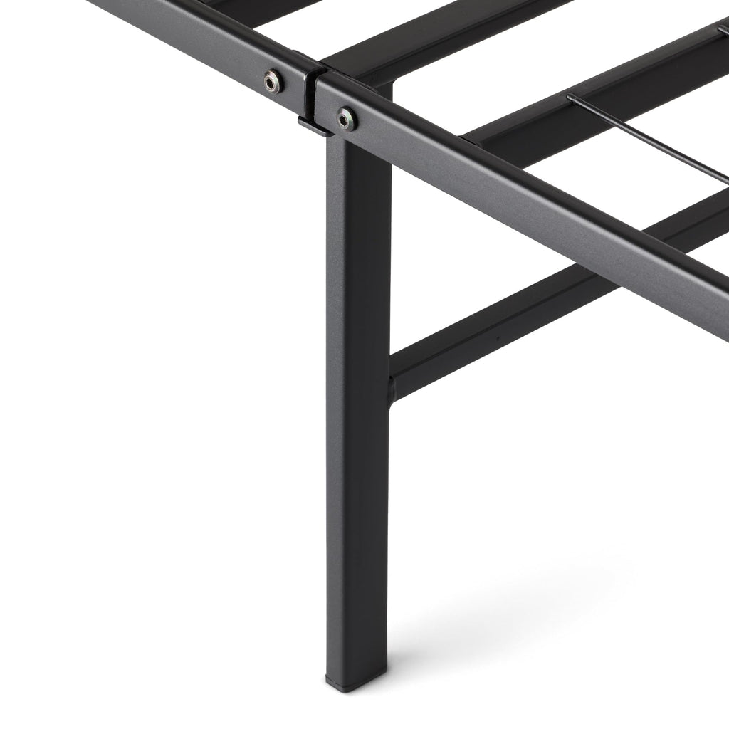 Amazon Basics Bed Frame with Storage, Foldable Metal Platform, Sturdy Steel, No Box Spring Needed, 14-inch High, Tool-Free Setup, Noise Free, Easy Assembly, Queen Size, Black