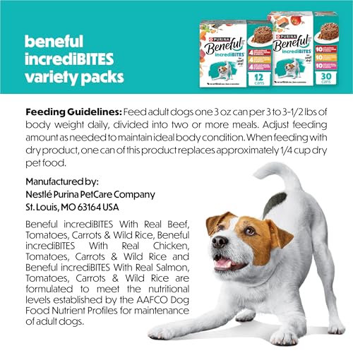 Purina Beneful Small Breed Wet Dog Food Variety Pack, (30) 3 oz Cans | IncrediBites real beef, chicken and salmon recipes with real vegetables and grains for flavors they'll love