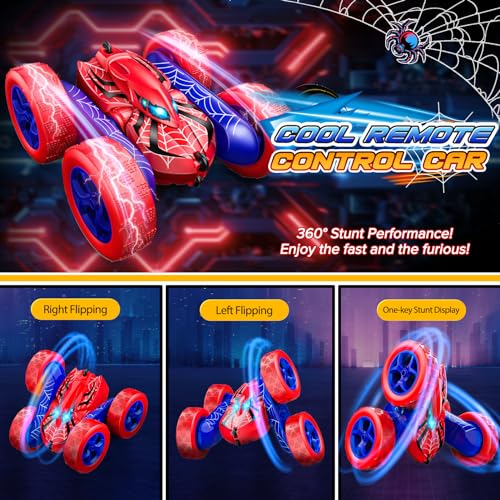 Excitobo Remote Control Car,RC Cars Boys Toys for 3 4 5 6 7 8 9 10 11 12 Year Old Boy Double Sided 360°Flip 4WD Rechargeable Drift RC Race Car Birthday Gifts Easter Basket Stuffers for Kids Age 3-12