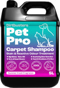 Dirtbusters Pet Pro Carpet Cleaner Shampoo Solution, Stain Remover (5L) | Makes 500L concentrate. Use in carpet cleaning machines, on upholstery, rugs and sofas. Neutralises pet odours and urine.