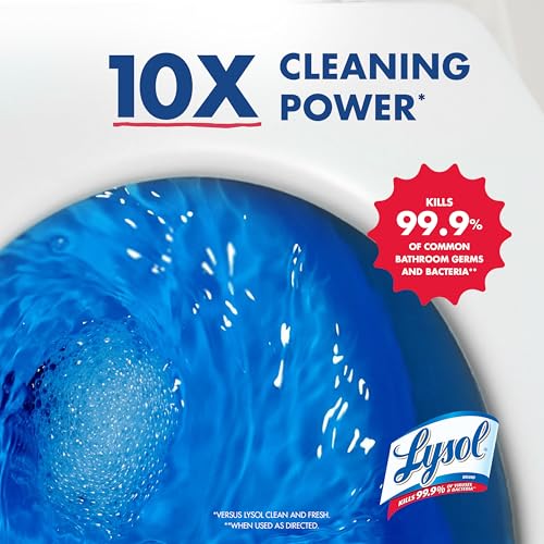 Lysol Toilet Bowl Cleaner Clinging Gel, Power, 24 oz, 2 Pack | Disinfecting, Sanitizing, Deodorizing, Septic Safe, Bleach Free, For Toilet Rings, Limescale, & Hard Water, Bathroom Cleaner