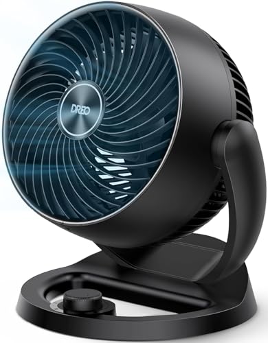 DREO Fan for Bedroom, 12 Inches, 70ft Powerful Airflow, 25db Quiet Table Air Circulator Fans for Whole Room, 120° Adjustable Tilt, 3 Speeds, Desktop Fan for Home, Office, Kitchen