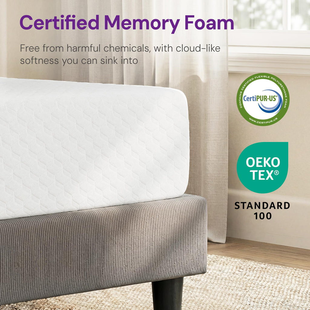 GAESTE Full Size 8 Inch Cooling Gel Memory Foam Mattress, Medium Feel | Pressure Relief & Ergonomic Support, Cool Sleep, Machine Washable Anti-Slip Cover, Fiberglass free, CertiPUR-US Certified