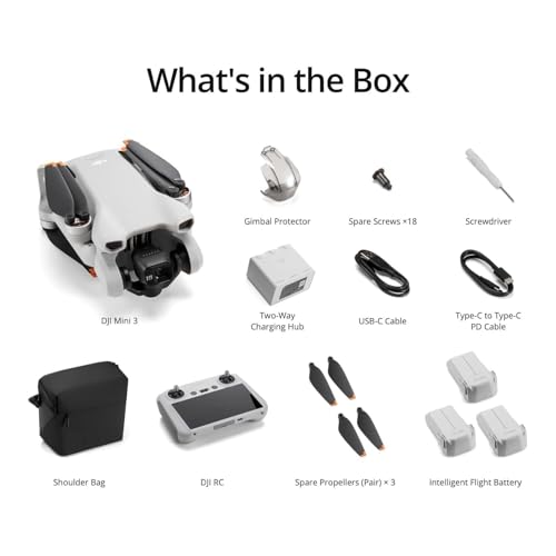 DJI Mini 3 Fly More Combo With DJI RC, 3 Batteries | Lightweight Camera Drone With 4K HDR Video, 114-Min Flight Time, Vertical Shooting, 32800ft (10km) Video Transmission