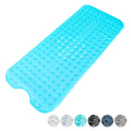 KEPLIN Non-Slip Bath Mat, 200 Suction Cups, Extra Long 40x100cm - Blue | 200 suction cups, BPA & latex free, machine washable, mildew resistant, drainage holes, soft PVC