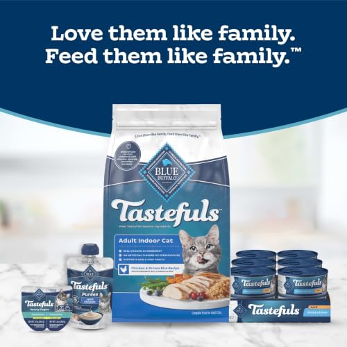 Blue Buffalo Tastefuls Variety Pack Wet Cat Food, 3 oz, 12 ct | Tuna, Chicken & Fish and Shrimp Entrées in Gravy (4 of Each), No Corn, Wheat, or Soy