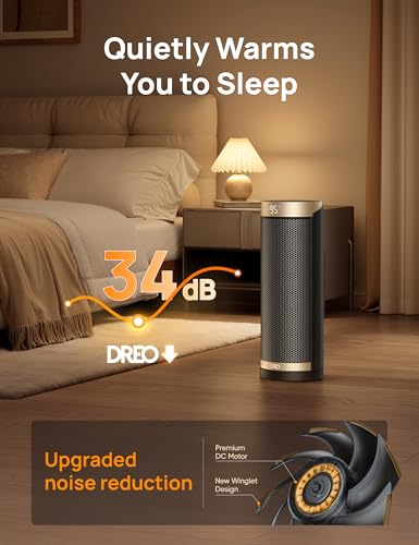 DREO Space Heaters for Indoor Use with Thermostat, 1500W Electric Heaters | Fast Heating, Quiet Operation, 70° Oscillation, Remote Control, 12H Timer, ECO Mode, ETL-Certified Safety Heat for Large Room