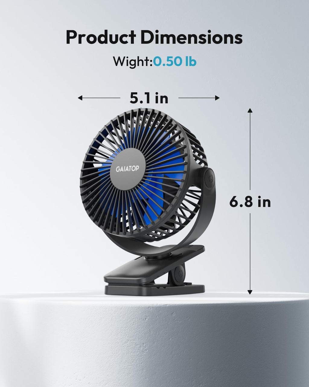Gaiatop Portable Clip on Fan, Mini Personal Quiet Rechargeable Fan