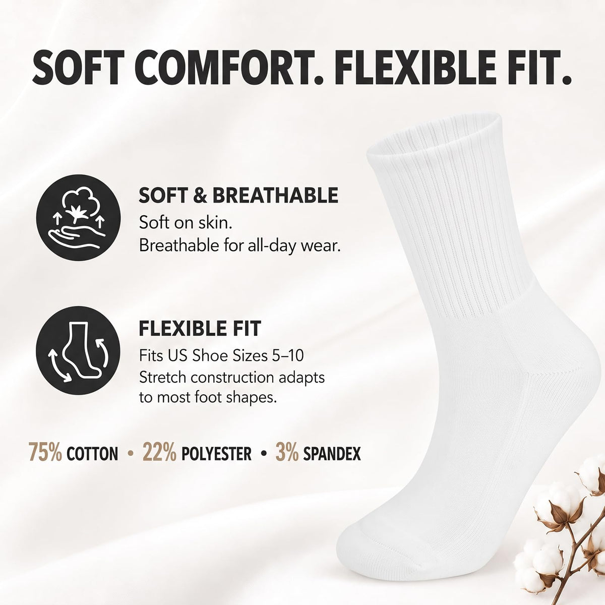 BomKinta Women Calf Socks Athletic Crew Sock | Casual, Cute, Soft, Cotton, Above Ankle, Gifts