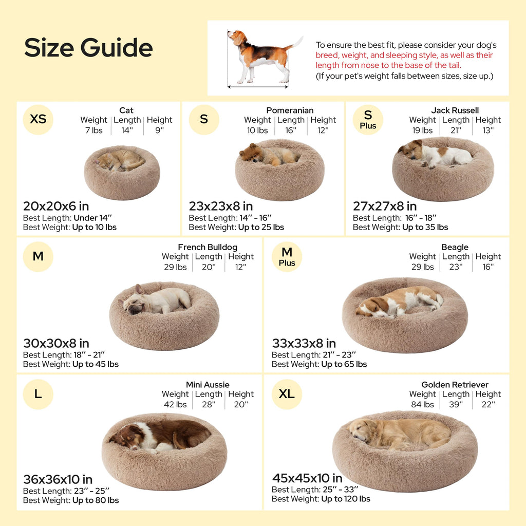 Bedsure Calming Dog Bed Medium Size Dog Donut Washable Pet Bed,30ins Camel | Oprah Daily Sleep Award,Fluffy Faux Fur Round Cuddler,Anti-Slip Bottom,Anti-Anxiety,Deep Sleep for Pets Up to 45 Lbs